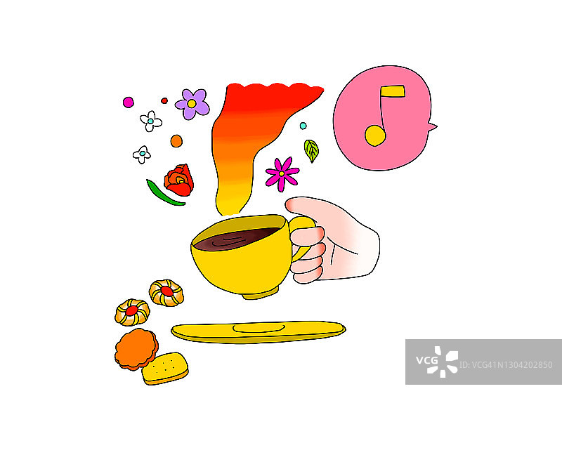 咖啡和饼干插图图片素材