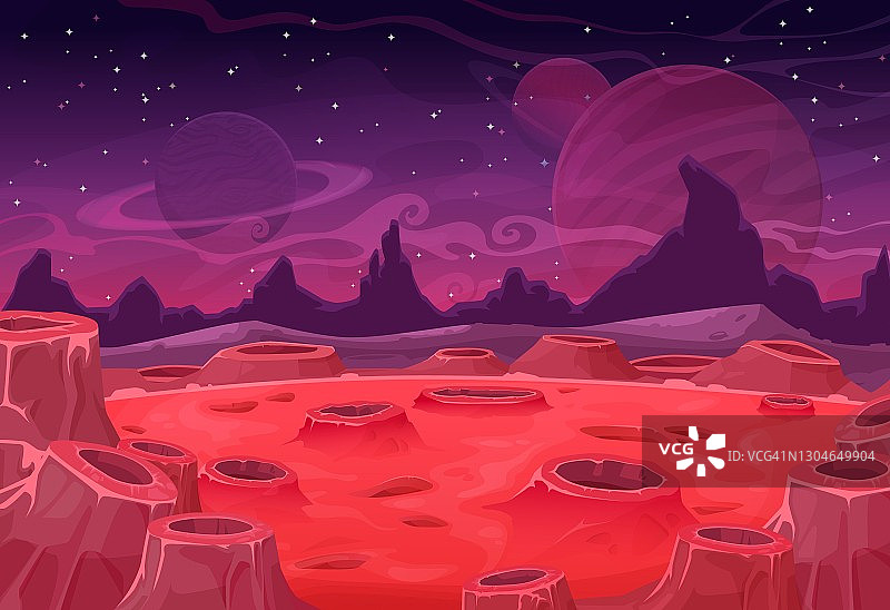 外星矢量景观，红色火星表面图片素材