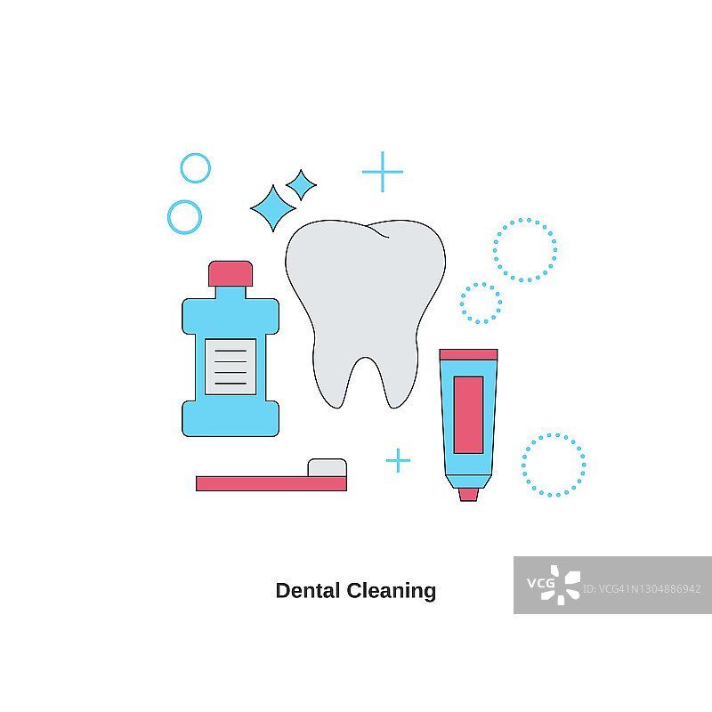 牙科服务的概念。牙齿清洁。图片素材