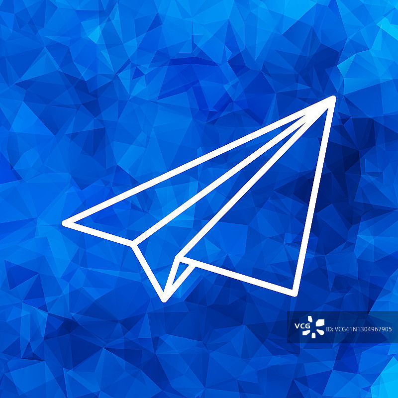 白色线形纸飞机上的一个蓝色三角形多边形ba图片素材