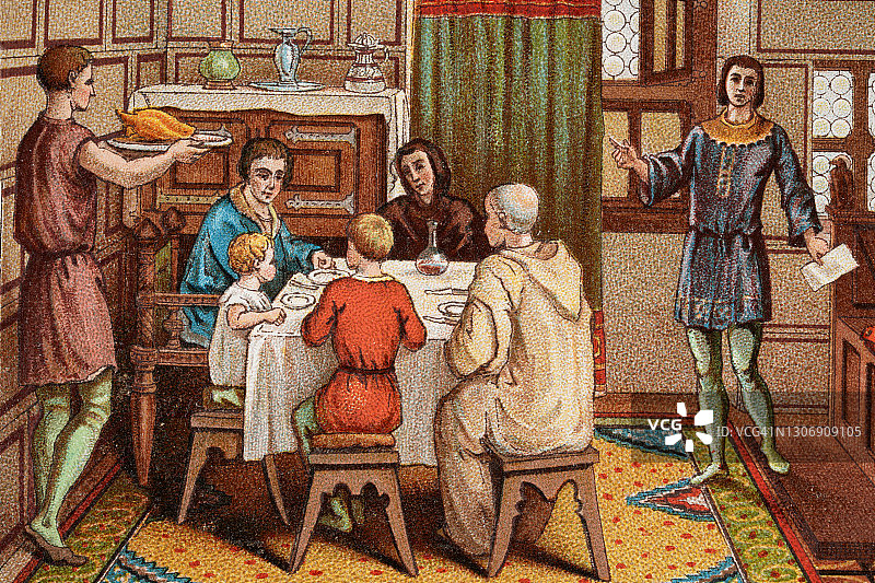 中世纪家庭餐，第12座法国城堡图片素材