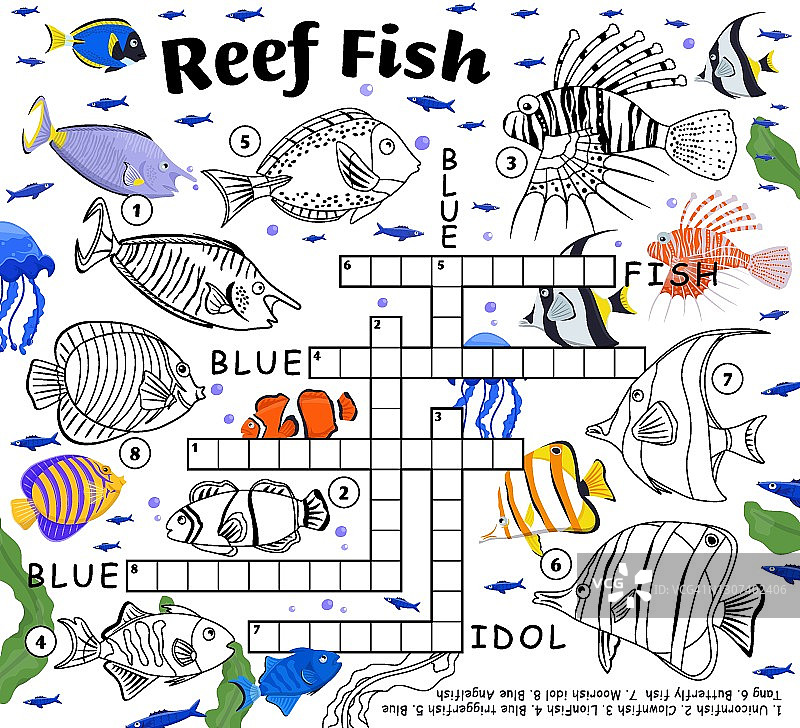 海洋鱼填字图片素材
