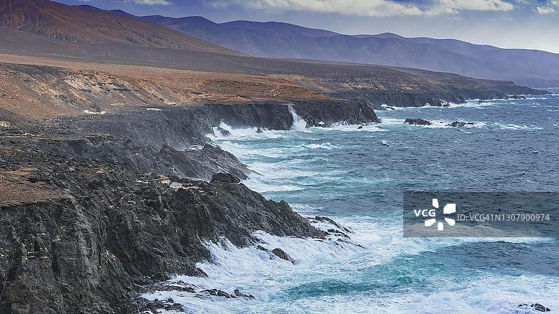 西班牙加那利群岛的洛斯莫利诺斯悬崖富尔特文图拉图片素材