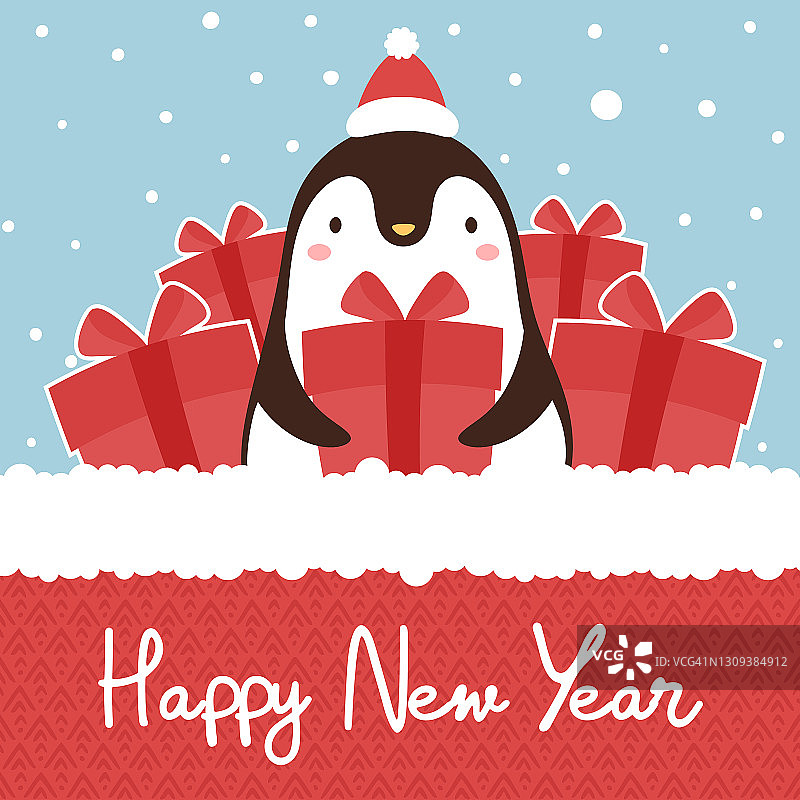 可爱的企鹅与圣诞节图片素材