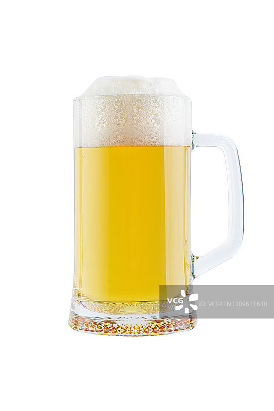 一杯淡啤酒孤立在白色的背景图片素材