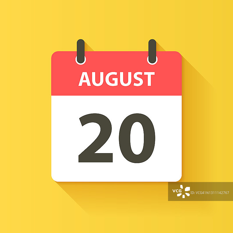 8月20日-日日历图标在平面设计风格图片素材