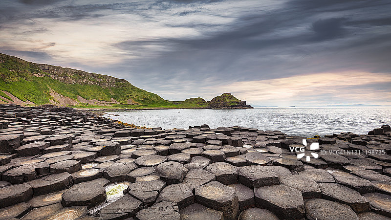 巨人的堤道日落全景北爱尔兰图片素材