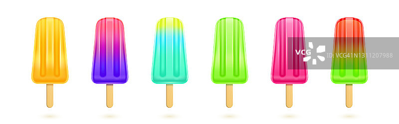 水果冰棒，五颜六色的木棒冰淇淋图片素材