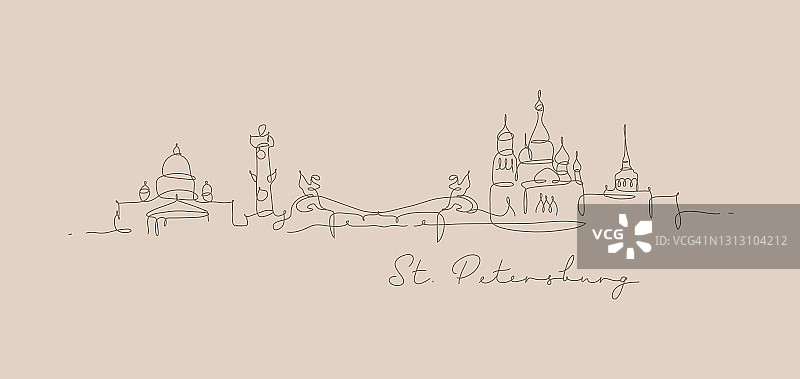 笔画轮廓圣彼得堡米色图片素材