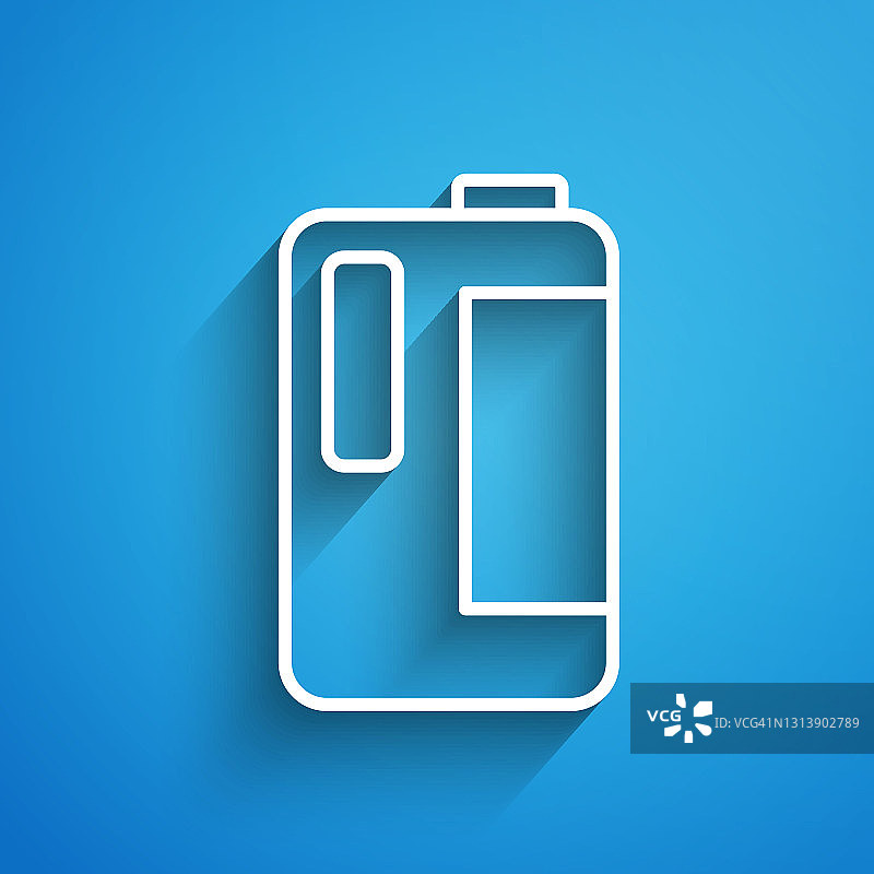 白色线塑料瓶与处理牛奶图标隔离在蓝色背景。加仑的牛奶。长长的阴影。向量图片素材