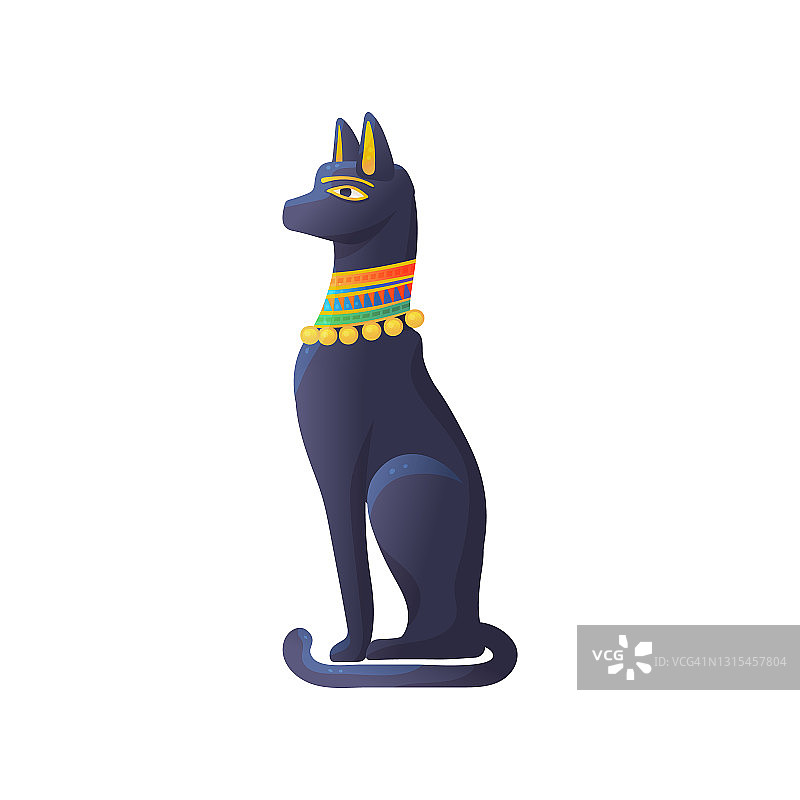 黑猫是古埃及的象征，雕像是埃及神圣的动物。图片素材