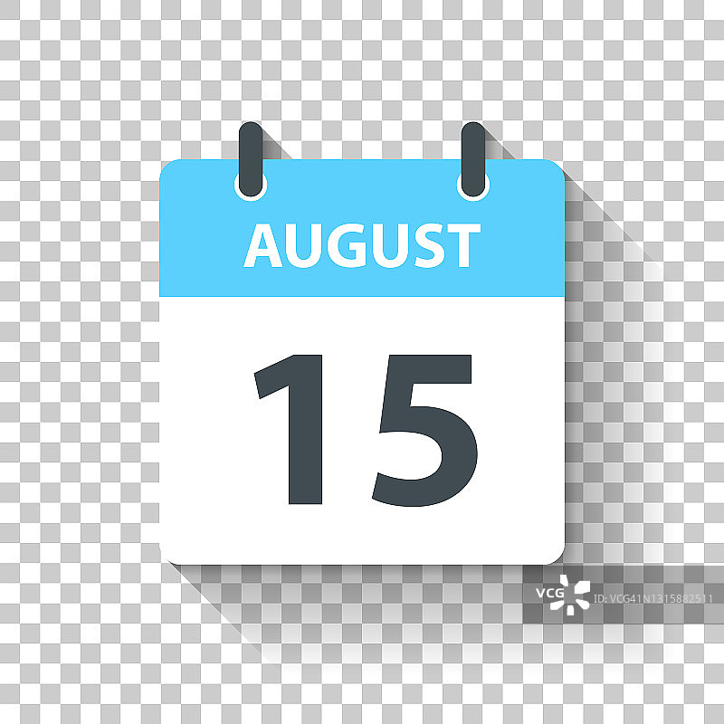 8月15日-日日历图标在平面设计风格图片素材