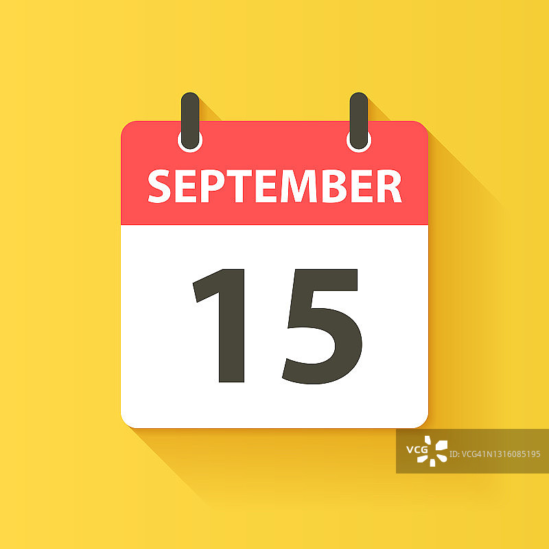 9月15日-每日日历图标在平面设计风格图片素材