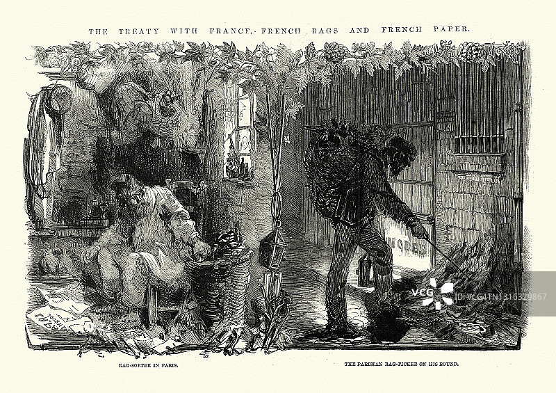 拾荒工和巴黎拾荒工，1860年代图片素材