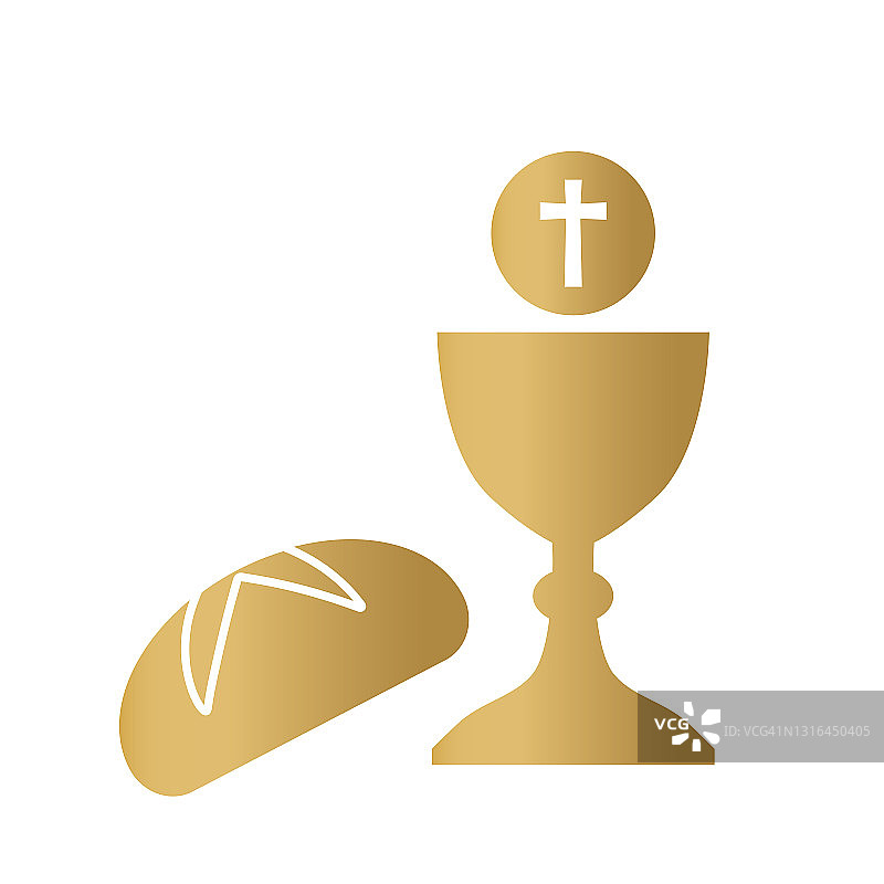 金色圣餐杯和面包圣像图片素材