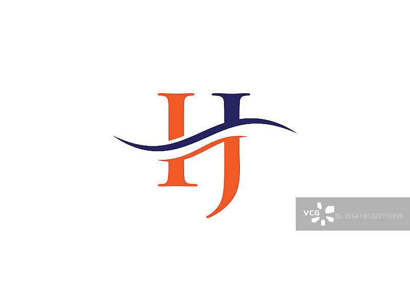 Swoosh字母IJ标志设计的商业和公司身份。水波IJ标志具有现代时尚感图片素材
