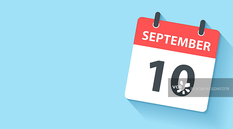 9月10日-日日历图标在平面设计风格图片素材
