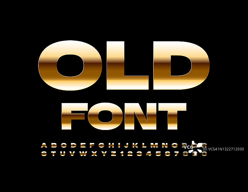 向量旧字体。黄金豪华字母表图片素材