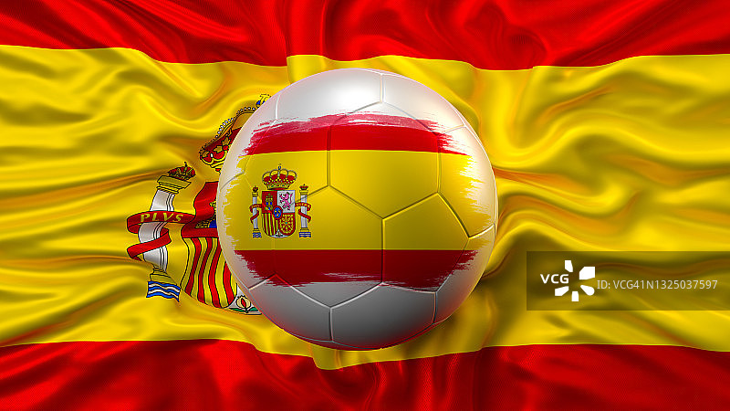 西班牙国旗和足球足球与西班牙国旗图片素材
