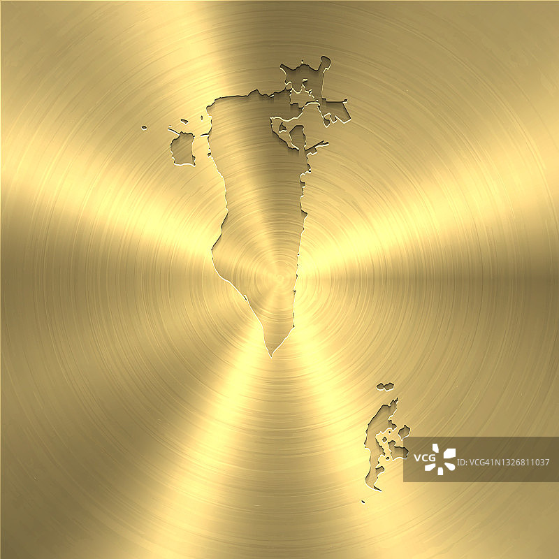 巴林地图上的黄金背景-圆形拉丝金属纹理图片素材