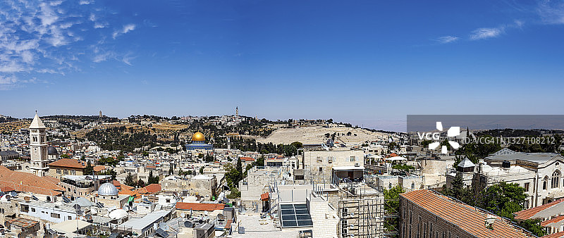 耶路撒冷，以色列，中东老城的天际线全景图片素材