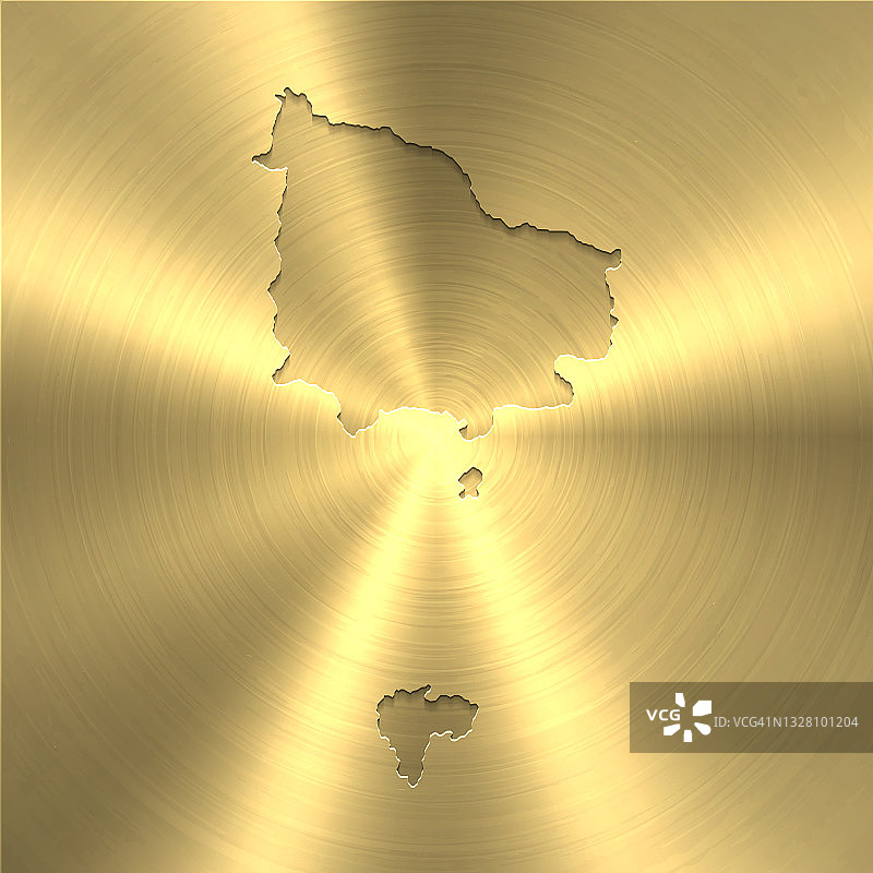 诺福克岛地图上的金色背景-圆形拉丝金属纹理图片素材