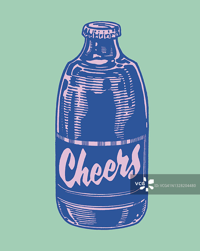 瓶子与瓶盖和词欢呼标签的观点图片素材