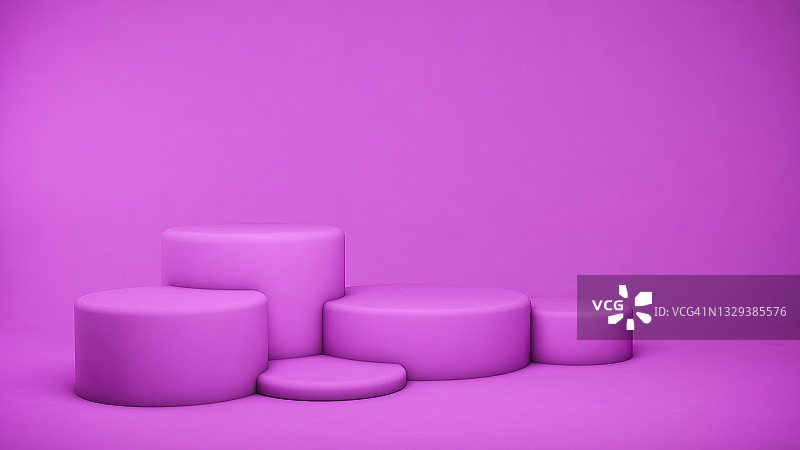 3D背景产品最小裙台场景与紫色基座。图片素材