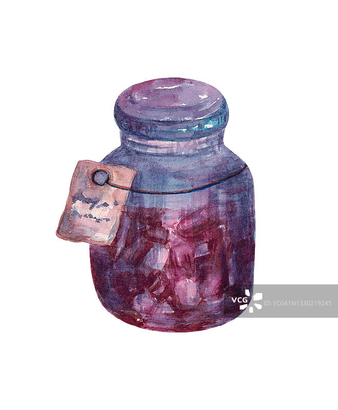 药片或药片蓝色罐子里有粉色药丸。图片素材