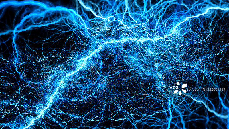 蓝色发光的闪电抽象的背景图片素材