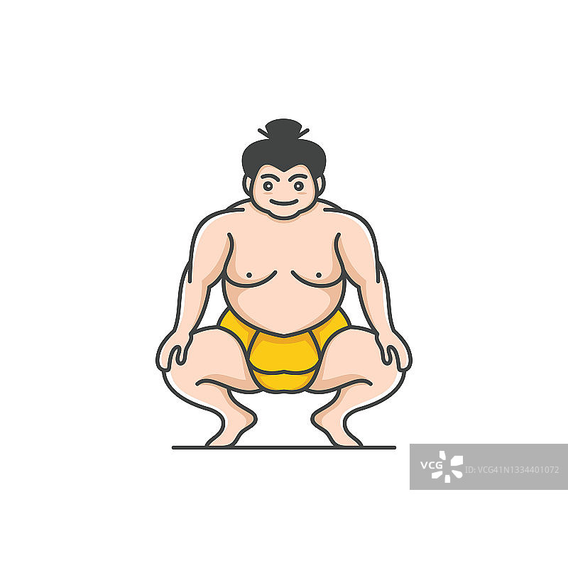 相扑选手。肥胖,超重的人。日本传统体育，相扑的吉祥物卡通向量股票插图
日本，日本，亚洲，相扑摔跤，矢量，标志，插图图片素材