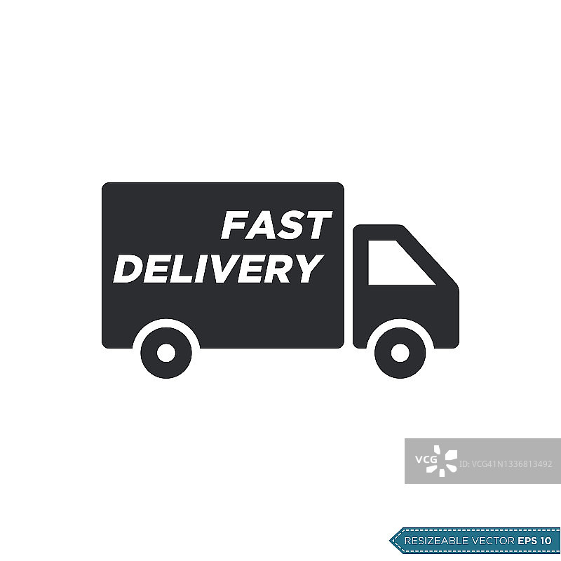 快速交付服务，物流卡车图标模板平面设计图片素材