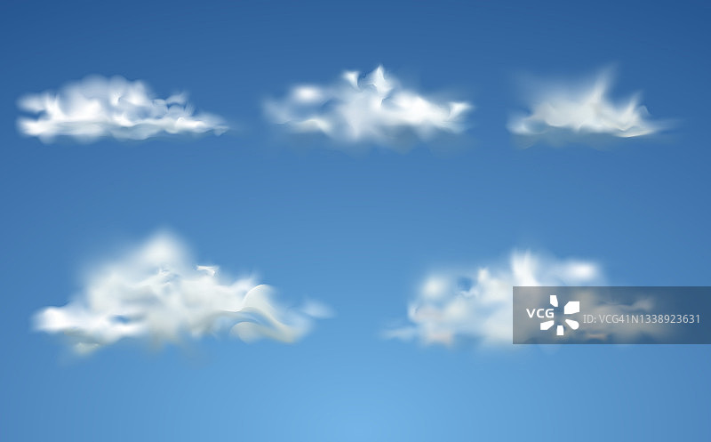 蓝天上的云朵。透明的云春天晴天的天气。图片素材