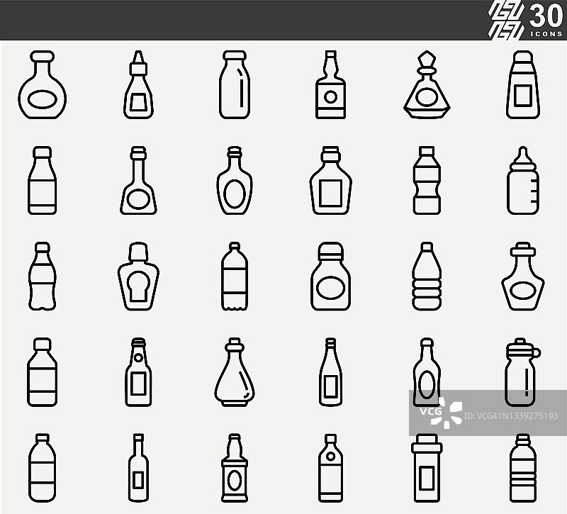 瓶饮料包装收集线图标图片素材