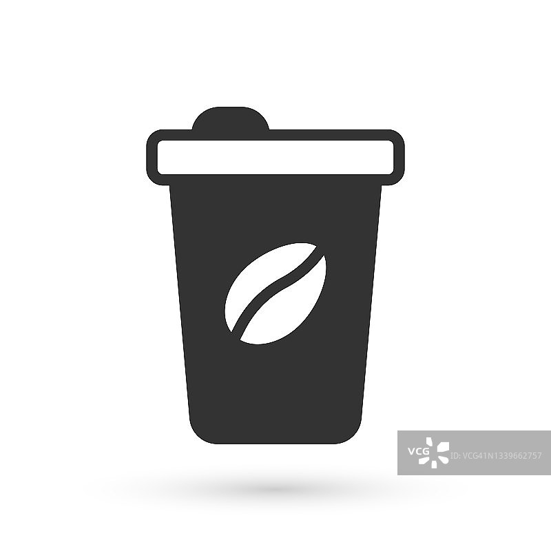 灰色咖啡杯图标孤立在白色背景。向量图片素材