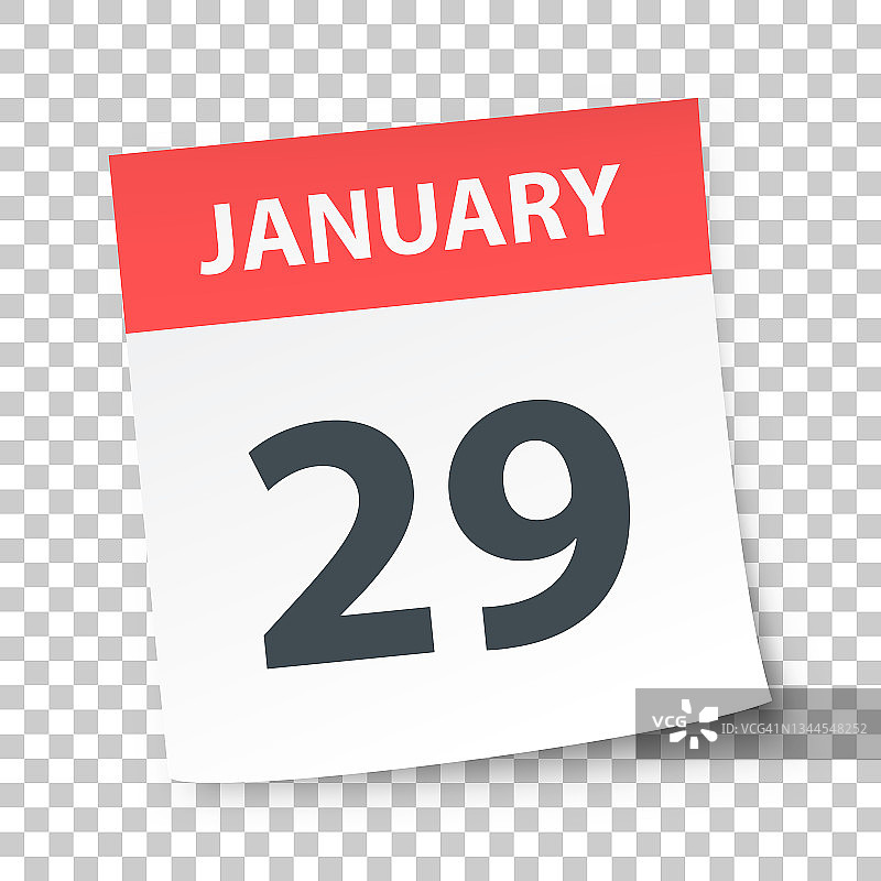 1月29日-每日日历在空白背景图片素材