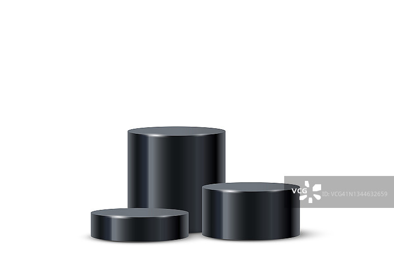 3d平台圆筒，黑色基座舞台，用于产品展示或获奖图片素材