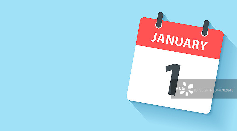 1月1日-每日日历图标在平面设计风格图片素材