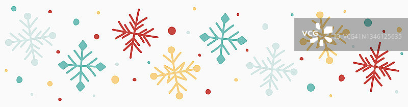 圣诞旗帜与手画雪花。向量图片素材