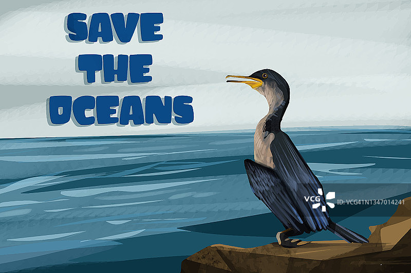 鸬鹚建议:拯救海洋!图片素材