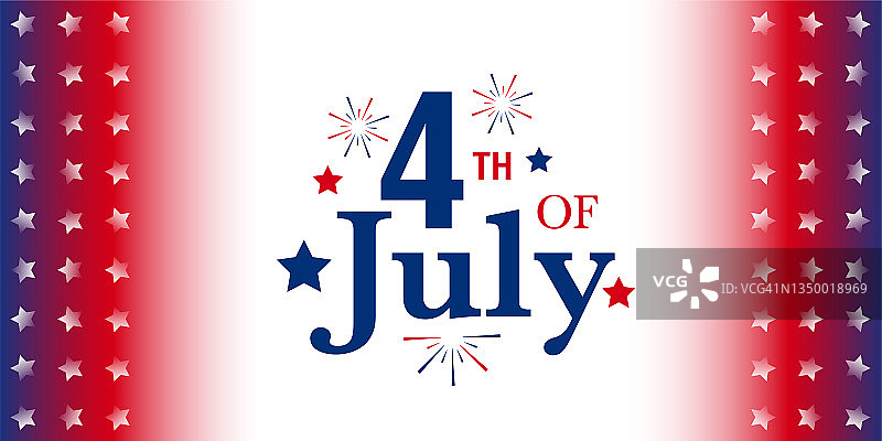 7月4日美国独立纪念日庆典设计以红色、蓝色和星星为背景的烟火和星星。图片素材