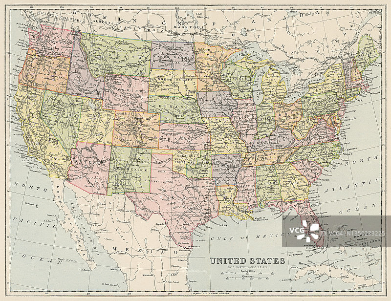 旧的美国地图图片素材