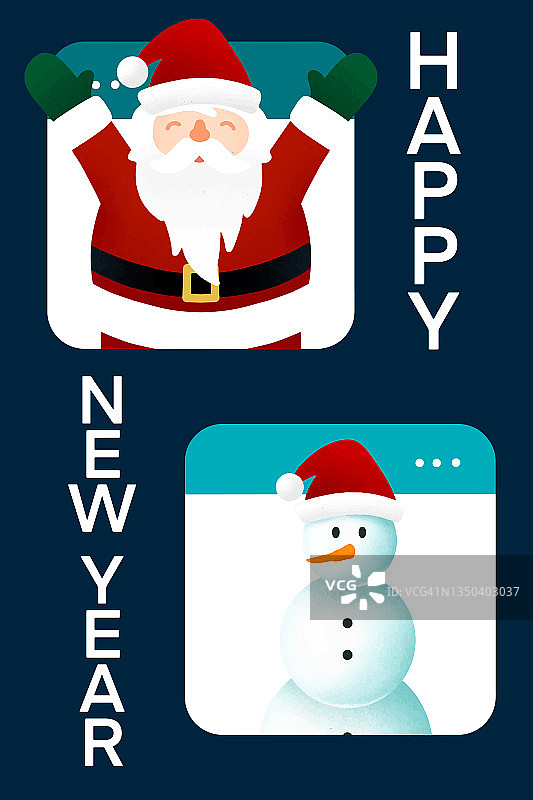 新年快乐，祝你圣诞老人和他的帮手雪人图片素材