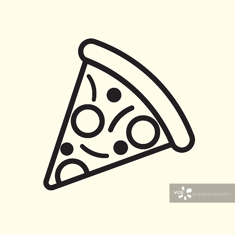 披萨片涂鸦图标。矢量图图片素材