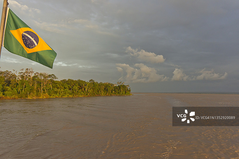 亚马逊河，日落景观，巴西，南美图片素材