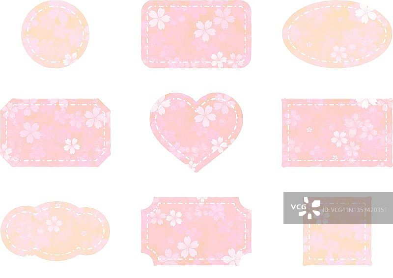 粉红色樱花花瓣框架集图片素材