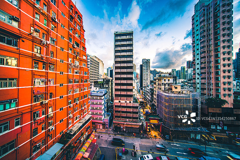 中国香港拥挤的住宅楼图片素材