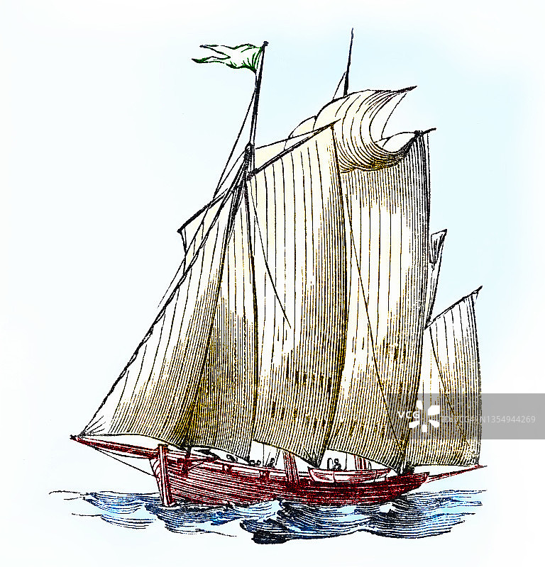 老雕刻的帆船，帆船图片素材