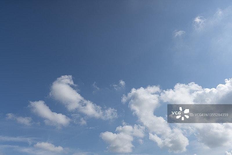 蓝色的天空映衬着白色的云朵图片素材