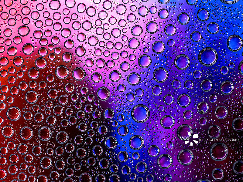宏观抽象的水滴在红色和紫色的背景图片素材
